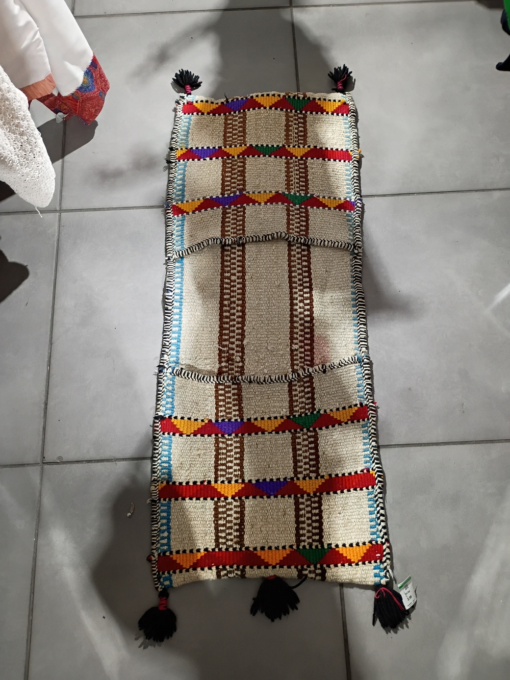 Vintage African Moroccan Handwoven Turkish Tribal Double Saddle Wool Decor